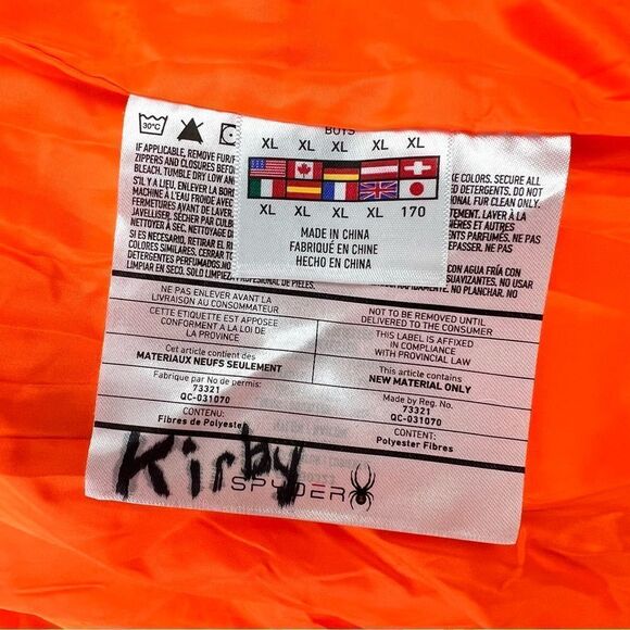 Spyder Frontier Hooded Puffer Jacket, Youth XL Blue/Orange - Picture 9 of 11